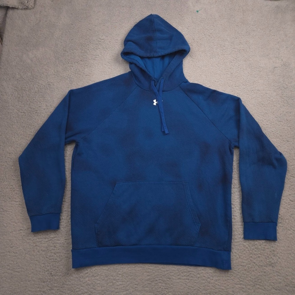 Under Armour Mens Rival Fleece Hoodie L Blue Pullover Sweatshirt Kangaroo Pocket